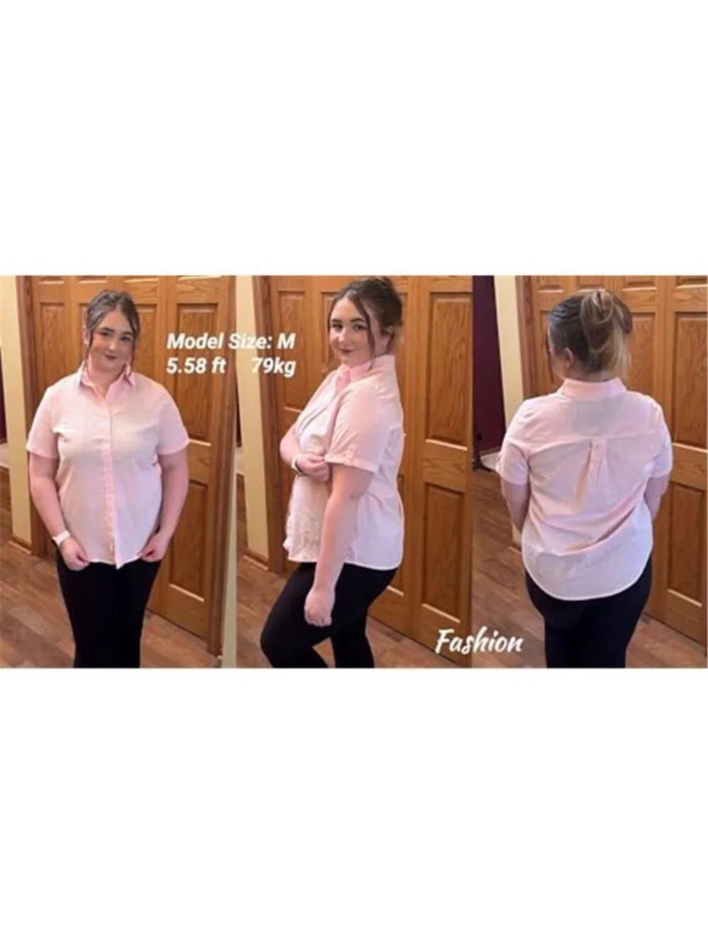 Womens Cotton Button Down Shirt Short Sleeve Collared Linen Look Blouse Top